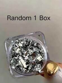 1盒/2盒 秋季金銀雙色薄箔片美甲材料，秋冬氛圍主題，聖誕奢華金屬亮片，指甲DIY裝飾，精緻百搭美甲飾品配件 - 彩色 - 查看 3