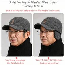 1pc New Men's Autumn Winter Warm Ear Protector Wool Cap, Middle-Aged & Elderly Casual Dad Hat, Cold-Proof Baseball Cap - Ear-protecting Beanie for Seniors - View 3