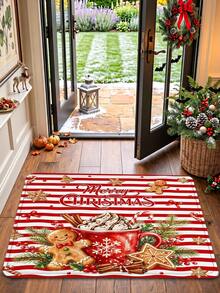 1pc 3D Embossed Non-Slip Christmas Gingerbread Cocoa Cup Doormat, Essential Christmas Decoration, Suitable For Entryway, Study, Bedside, Floor Mat, Outdoor, Easy To Clean, Non-Slip, Quick Dry, All Season, Washable - A - View 7
