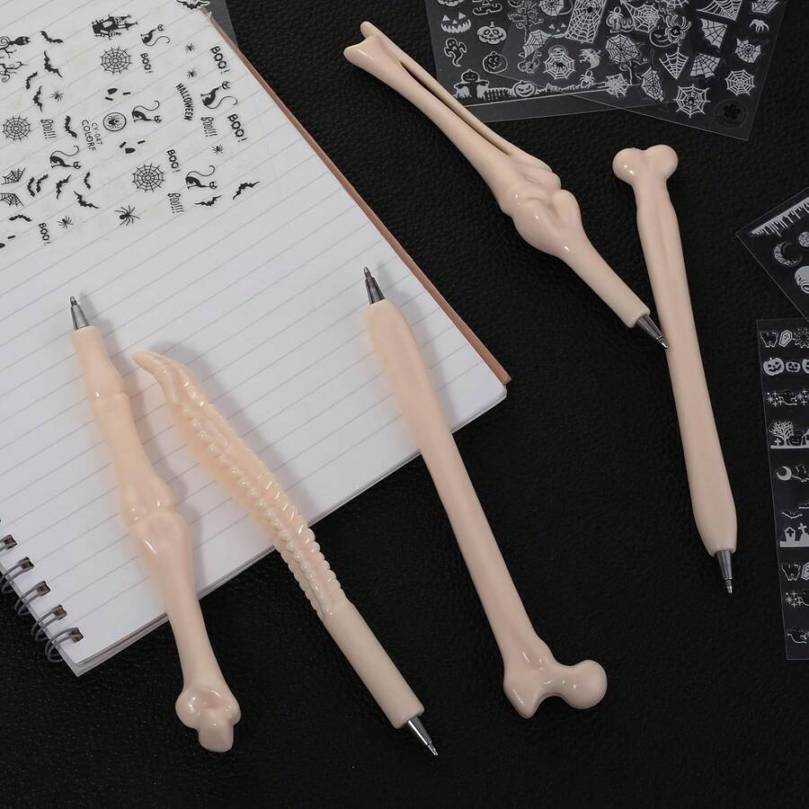 Creative Bone-Shaped Pens With Various Designs, Including Realistic Bone-Shaped Ballpoint Pens And Skull Finger Designs. These Unique Gel Pens Feature Black/Blue Refills, Durable Metal Tips, And Are Compact And Innovative, Making Them Suitable For Doctors And Nurses. Perfect As A Halloween Gift, Holiday Present, Or Gift For Friends. - A - View 1