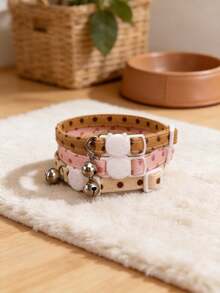 1 buah/2 buah/3 buah Kalung Kucing Polkadot dengan Lonceng, Kalung Leher yang Dapat Diatur untuk Kucing - MultiWarna - View 8
