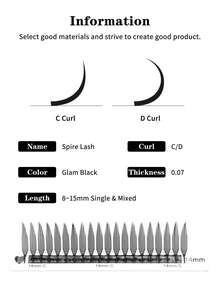Winky Beauty Spire Lashes, Premade Fans, Individual False Eyelashes 0.07mm, Anime Lashes, Manga Lashes, Auto Blooming Lashes, Wispy Lashes, Sharp Lashes, Cosplay Lashes 8-15mm - View 11