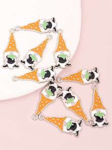 10pcs Pink Orange Drip Oil Pastel Halloween Pumpkin Ghost Skull Devil Boy Witch Hat Dwarf Pendants For DIY Sweet Cool/Cute Style Keychain Bag Charm - Macaron Halloween - View 16