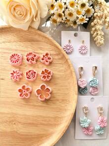 Fresh Romantic Floral Polymer Clay Cutter Mold, Exquisite Flower Shaped Clay Cutter Mold, DIY Handmade Earring Pendant Brooch Making Tool, Suitable For Polymer Clay, Air Dry Clay, 3D Printed Cutter, Clean Cut, Handmade Jewelry DIY Craft Accessories - Flower - View 3