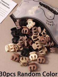 10/20/30 Pcs Simple Textured Coffee-Colored Pumpkin Claw Clips, Hair Accessories,Elegant Mini Hair Claws For Women,Fashionable Small Hair Clips - Multicolor - View 6