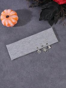 1pc/3pcs Personalized Street Style Halloween Decorative Elastic Sweat-Absorbing Sports Headband With Metal Spider Ghost Pumpkin Pendant Versatile Fashion Hair Band - Multicolor - View 8
