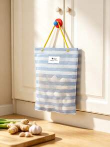 1pc Hanging Mesh Storage Bag, Striped Breathable Wall Organizer Pouch, Drawstring Grocery Holder For Kitchen, Reusable Mesh Tote Bag For Vegetables, Garlic And Ginger, Space Saving Wall Hanging Storage, Lightweight Home Kitchen Accessory - Multicolor - View 11