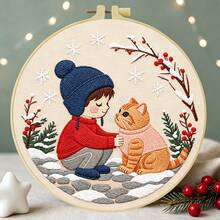 1件裝 15*15cm/5.9*5.9in 或 20*20cm/7.9*7.9in Good Partner 刺繡套件,DIY手工刺繡組,適合成人初學者,居家禮物、女性縫紉禮物,含使用說明書、印花布料、刺繡框、針與線 - 15x15公分 - 查看 16