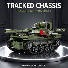 Main Battle Tank Assembly Set, 302+ Pieces 1:35 Scale Adult Collector Grade Model Kit, Rotating Turret And Track Chassis, Suitable As Christmas, Halloween, Thanksgiving And Birthday Gifts For Hobby Collectors - Green - View 2