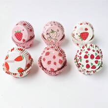 Strawberry Pattern Greaseproof Paper Muffin Liners, Disposable Cupcake Cups, Gradient Color Baking Cake Liners, Suitable For Baking Paper Cups And Muffin Cups Packaging, Suitable For Cakes, Candy Making, Suitable For Holidays, Weddings, Valentine's Day And Various Anniversaries. - Strawberry Cake Cupcake Liners - View 12