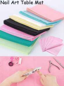 Disposable Pink Nail Table Mat 3-Layer Waterproof Cleaning Paper Foldable Multi-Function Beauty Tattoo Dental Cover Cloth Waterproof Tablecloth Cleaning Nail Napkin Nail Supplies - Multicolor - View 2