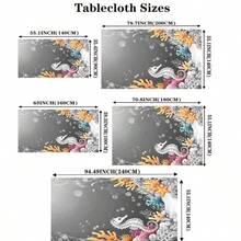2D Flat, 1pc Soft, Fashionable And Beautiful Seahorse And Coral Underwater World Pattern Tablecloth, Dining Table/Coffee Table/Desk/Coffee Table, Picnic/Outdoor Dining Table/Camping Dining Table, Exquisite Lifestyle, Home Fabric - A - View 4
