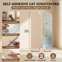 Self-Adhesive Cat Scratching Pad, Suitable For Sofa, Wall, Floor, DIY Cuttable Cat Toy, Indoor Cat Furniture Protection Pad, Durable Scratching Pad For Claw Sharpening, Resting, Playing, Home Cat Supplies, Sofa Protection Pad - 15cm X 60cm - View 6