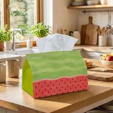 1pc Tissue Box Storage Holder, Minimalist Pattern - Watermelon Slice Design, Durable Polyester Fabric, 2 Sizes Available, Multi-Functional Napkin Dispenser, Suitable For Home, Car And Party Decor, Tissue Box Storage Holder, Napkin Holder, Tissue Box Cover - Multicolor - View 3