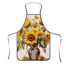 1pc Gradient Colorful Rose Floral Print Apron, Featuring Pink, Purple, Red Multi-Layered Rose Pattern, Durable Cooking Apron Suitable For Bakers, Cake Decorators, BBQ Enthusiasts, Gardeners, Painters, Nail Artists - Perfect Gift For Home And Professional Chefs - Multicolor - View 2