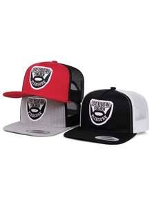 1pc Fashion Breathable Mesh Hat BEARDED Embroidered Hip Hop Hat Outdoor Adjustable Sunshade Hat Daily Decorative Hat Unisex Flat Edge Hat Baseball Hat - BEARDED - View 1