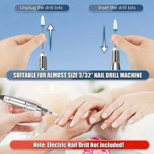 13Pcs/Box Professional 3/32"Ceramic Nail Drill Bit Set Electric Manicure Nail File Bit For Acrylic Gel Nails And Cuticles Manicure Tools Accessories - Silver - View 5