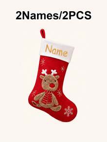 Custom Embroidered Name Christmas Stocking, Personalized Christmas Theme Mantel Decor, Festive Holiday Fireplace Decor, Customized Name Gift Bag, Christmas Tree Ornaments, Customizable Xmas Stocking For Home Party, Christmas Gift For Family, Friends - Style B - View 16