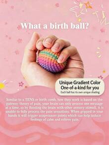 Wooden Labor Comb & Colorful Acupoint Massage Ball Set, Unique Color On Every Ball, Labor Bag Essential For Pregnant Women, Sensory Accessory, Great Gift For Expecting Moms - Multicolor - View 4