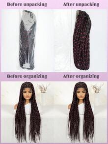 32 Inch Front Lace Synthetic Wig, Women's Fashion Braided Wig, High Density, Full Lace Area, Heat Resistant Synthetic Wig, Soft And Comfortable, Suitable For Daily Wear, Colorful Gradient Braided Women's Synthetic Wig Halloween, Cosplay - Piano Color - View 9