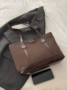 Large Capacity Elegant Tote Bag For Women 2026 Autumn/Winter New Solid Color Minimalist Textured Underarm Shoulder Bag - Coffee Brown - View 7