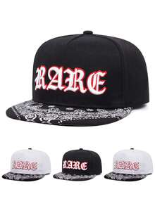 1pc Fashion Flat Edge Hat Gothic Letter Paisley Embroidered Baseball Hat Street HipHop Hat Outdoor Daily Adjustable Decorative Hat Sunshade Hat Unisex - RARE - View 1