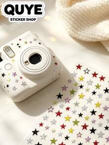 1Set Y2K Glitter Star Stickers, Journaling Supplies, Retro Metallic Graphic Decals, For Decorating Phone Case, Camera, Cup, Electronic Accessories - Y2K Retro Star Stickers - View 2