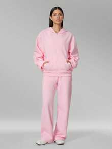 MFVIM Women's Autumn/Winter New Long Sweatshirt + Long Sweatpants 2pcs Sports Casual Versatile Set - Baby Pink - View 7