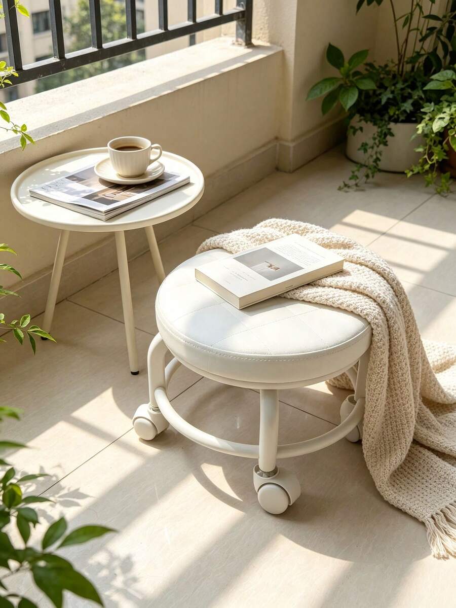 1pc Lightweight Portable Small Universal Wheel Shoe Bench, High Load-Bearing Wear-Resistant Base, Smooth Sliding Without Jamming, Movable Stool, Modern Minimalist INS Home Style, Solid Color Square Design, Quiet Universal Wheels With Flexible Steering, Thickened Seat Surface Anti-Pressure And Durable, Multi-Functional Storage Tea Table Stool, Low-Cost Rental Home Renovation Essential, Entryway Shoe Changing Use, Living Room Tea Table Side Spare Seat, Bathroom Balcony Leisure Small Seating, Youth Rental Home All-Season Universal Movable Stool - Multicolor - View 1