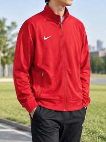 Nike 男士運動針織夾克，舒適透氣休閒運動外套 IR8421-657 - 紅色 - 查看 3