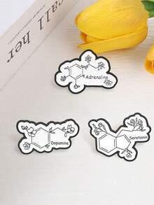 Chemistry Molecule Enamel Pin, Dopamine Serotonin Adrenaline Floral Badge, Decorative Lapel Pin For Backpack Jacket Student Gift - Multicolor - View 8