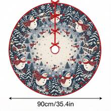 1pc Skiing Snowman Pattern Christmas Tree Skirt, Elegant Color Holiday Decor, 5 Sizes, Unisex Holiday Gift, Suitable For Home And Party Christmas Home Decoration - Snowman Skiing - View 11