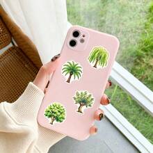 50Pcs Green Tree Sticker Kit, Tropical Palm,Leafy Shrub & Fruit‑Bearing Tree Waterproof Decals, For Art Diary, Scrap Album, Tumbler, Laptop, Phone Shell, Fresh Natural‑Style Embellishment, Nature‑Lovers Handout Treats - Irregular Shape - View 6