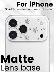 Starfish Rhinestone Lens Film Compatible With IPhone 17 Pro Base Apple 18 Pro Max Lens Sticker Electrostatic Adsorption 17 PM Phone Camera Module Protective Film Hollow Soft Thin, Matte Lens Base, Hollow Design Easy Fit, Silky Touch Anti-Oil Anti-Fingerprint, Gift For Friends - White - View 3