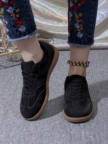 Women Casual Sneakers, Lace Up Design, Low Profile Sole - Black - View 3