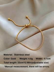 1pc Stainless Steel Snake Chain Anklet, Adjustable Beaded Drawstring Design Minimalist Daily Foot Jewelry, Versatile Beach Foot Chain - Adjustable Bead Anklet - View 8