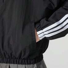 Adidas 3-Stripes Women's Casual Versatile Black Hooded Jacket - Black - View 5