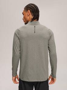 MASKERT Men's Long Sleeve Athletic T-Shirt, Daily Jogging Gym Training Sports Tee For Tennis Golf Rugby - Light Grey - View 7