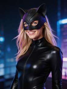 1pc Women's Cat Face Mask, Holiday Prop, Suitable For Halloween, Cosplay Party, Halloween Cat Mask, Cosplay, Sexy Women's Fashion - Black - View 6