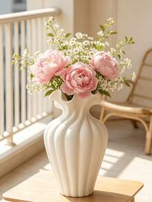 1pc Modern Wavy Vase, Carved Neck Design, Elegant Floral Centerpiece Decor, Suitable For Home Decor, Wedding Table Setting, Minimalist Living Room, Bohemian Style, Small And Large Sizes Available, Perfect For Rose And Baby's Breath Floral Arrangements - Multicolor 1 - View 7