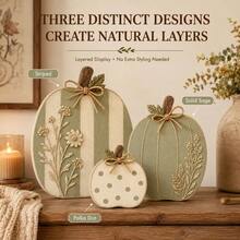 New Wildflower Pumpkin Figurine Wooden Craft Trio - 1PC - View 5