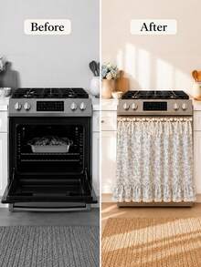 Penutup Oven Bergaya Pedesaan Klasik dengan Motif Bunga, Tepi Bergelombang dan Desain Tali Pengikat, Penutup Oven Gaya Rumah Pertanian, Cocok untuk Melindungi dan Menghias Oven, Mesin Pencuci Piring, dan Mesin Cuci, Penutup Kabinet Gaya Dapur Rumah - MultiWarna - View 5