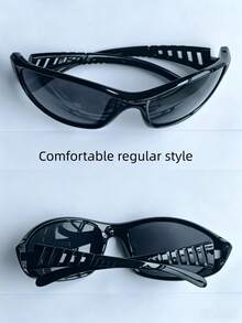 1pc Millennium Futuristic Large Frame Fashion Glasses - Black - View 5