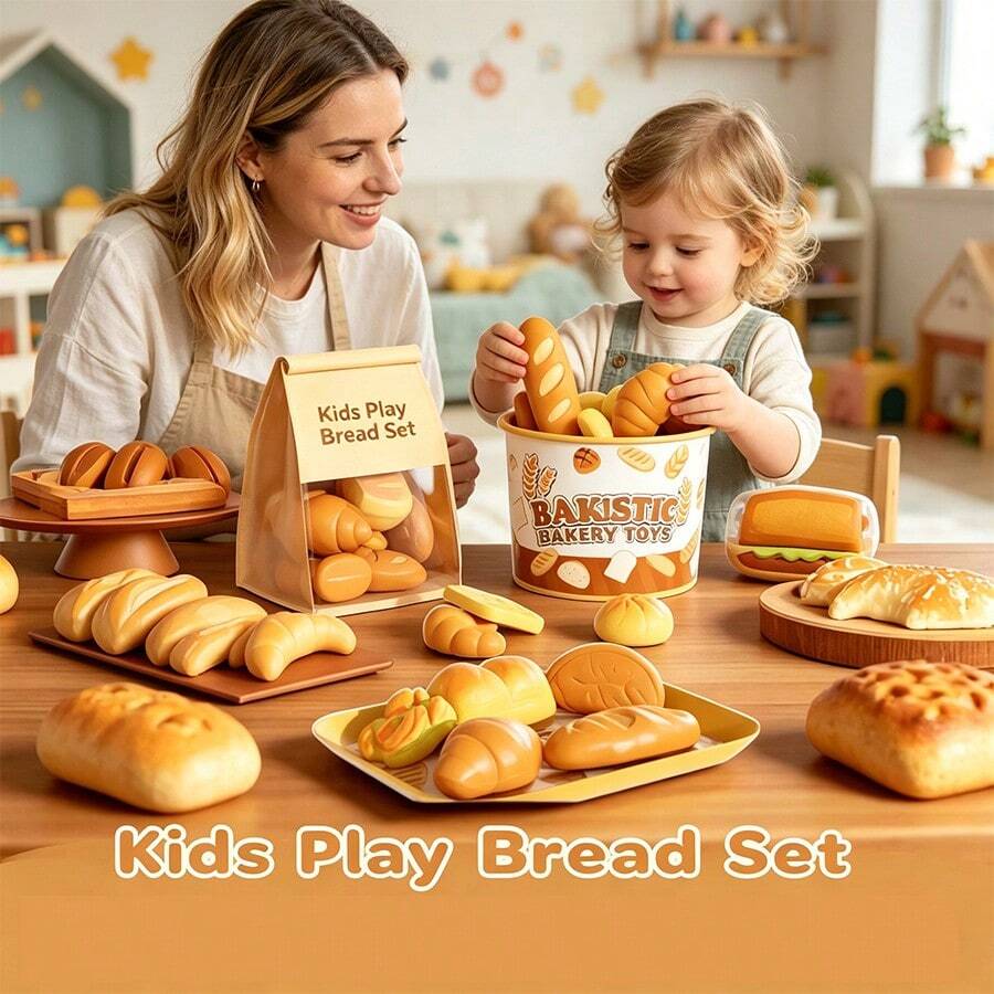 Set Mainan Makanan Bermain Peran Roti & Kue Koleksi 11/12/13 Buah, Mainan Makanan Toko Roti Realistis dengan Desain Tekstur 3D, Set Mainan Dapur Montessori untuk Bermain Peran Memanggang, Mainan Imajinasi Memasak Kreatif untuk Keterampilan Motorik Halus dan Perkembangan Kognitif