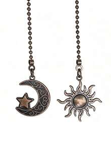 2pcs Solar/Moon-Themed Lighting Accessories: Ceiling Fan Extender, Fan Light Bulb Chain, Switch, Table Lamp Switch, Handles, Zipper. No Electricity Required, No Batteries Needed, No Wireless Connection Necessary. - Multiple Styles - View 5