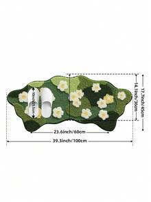 DAJIANG 植絨聚酯纖維材質四季通用花朵造型快樂字母卡通防滑TPR底軟吸水舒適可機洗手洗易清潔適用於洗手台淋浴房浴缸浴室地墊－1入 - 彩色 - 查看 3