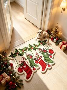 1 buah Keset Pintu Motif Kaos Kaki Natal, Keset Pintu, Karpet Kecil, Keset Selamat Datang, Karpet, Keset Lantai, Keset Pintu Luar Ruangan, Karpet Dapur, Dekorasi Rumah, Keset Pintu Depan, Karpet Area, Keset Luar Ruangan, Dekorasi Rumah, Karpet Area, Karpet Taman, Karpet yang Dapat Dicuci - MultiWarna - View 2