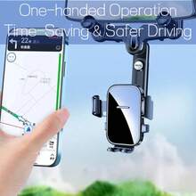 BISI Soporte para teléfono en el espejo retrovisor del coche, giratorio 360° & extensible, multifuncional, diseño de fijación en cuatro esquinas anti-vibración, apto para todos los teléfonos y todos los modelos de coche - A - Ver 9
