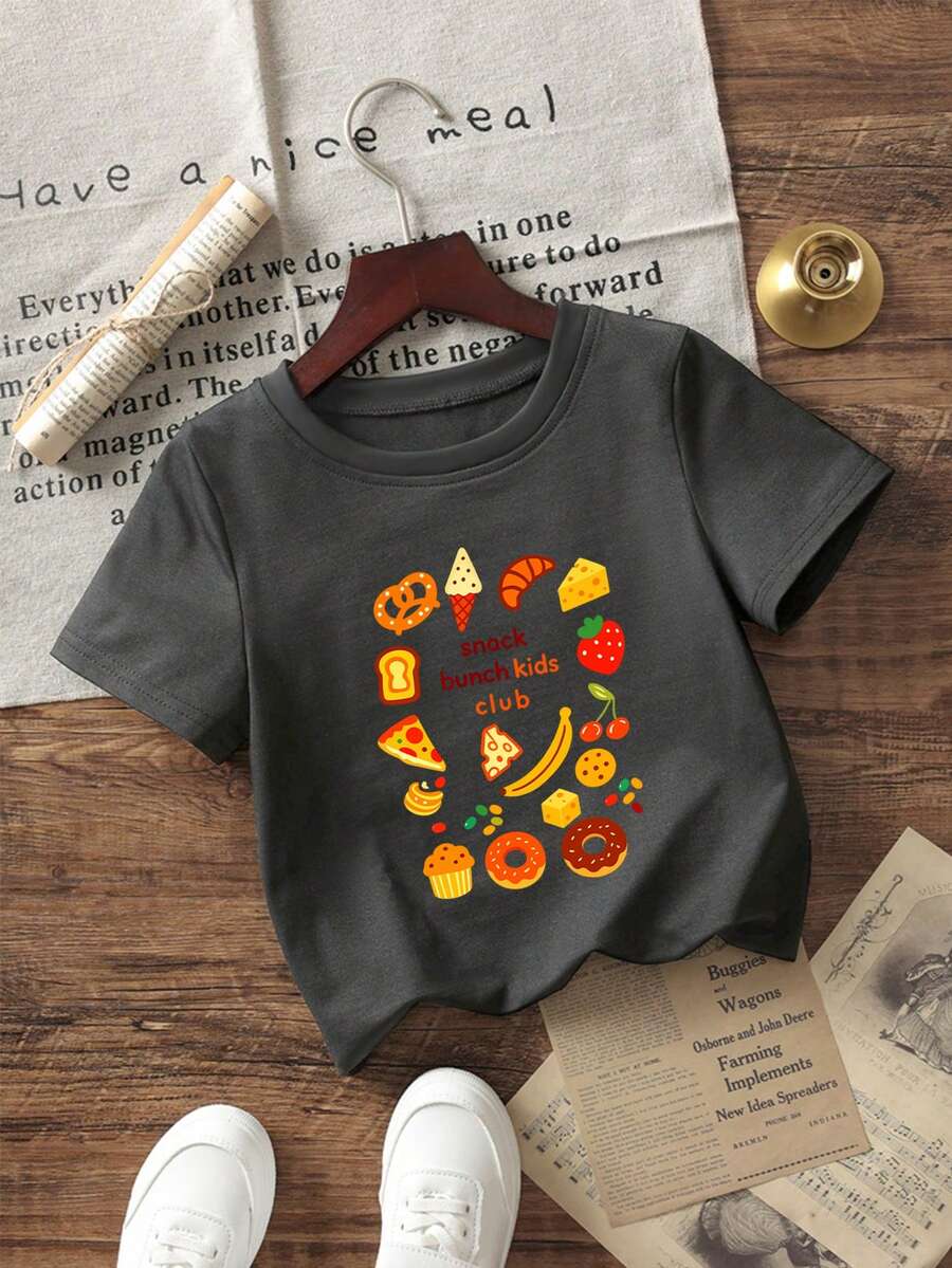 Baby Boy Daily Basic T-Shirt, Soft Breathable Casual Top Suitable For Toddlers - Dark Grey - View 1