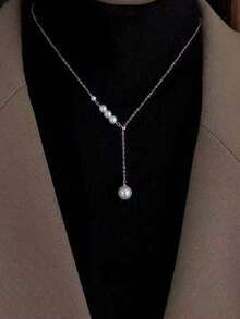 1 dây chuyền choker nữ mặt ngọc trai giả, phong cách ngách sang trọng nhẹ nhàng, đeo hàng ngày đi làm, dễ phối lớp, đa năng - Mặt dây chuyền ngọc trai - Xem 4